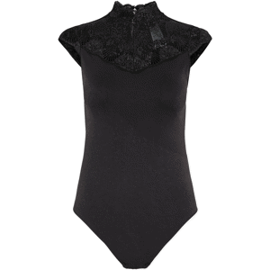 Pieces Yoke Lace and Collar Bodysuit